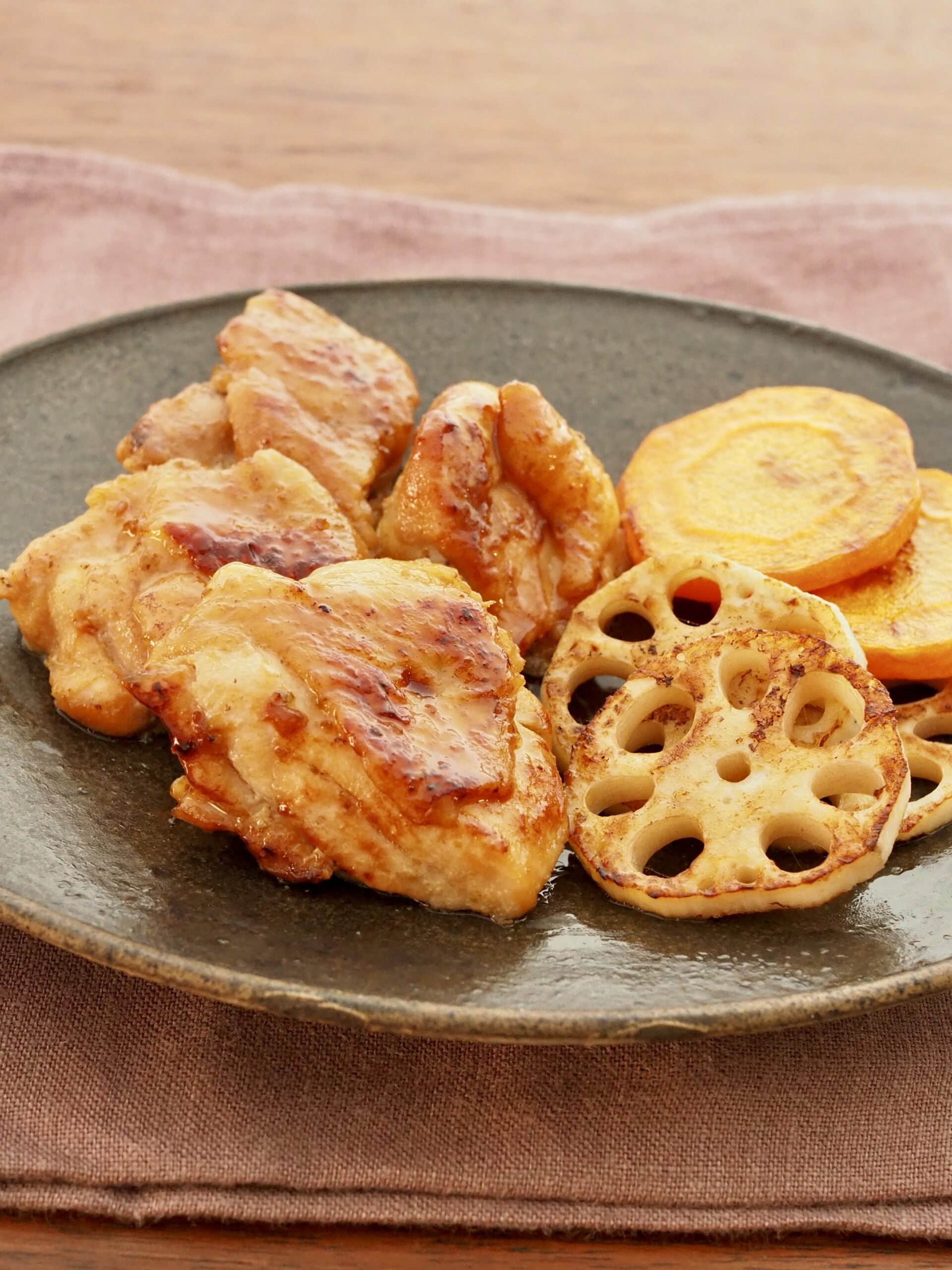 鶏肉と根菜の柚子こしょう焼き