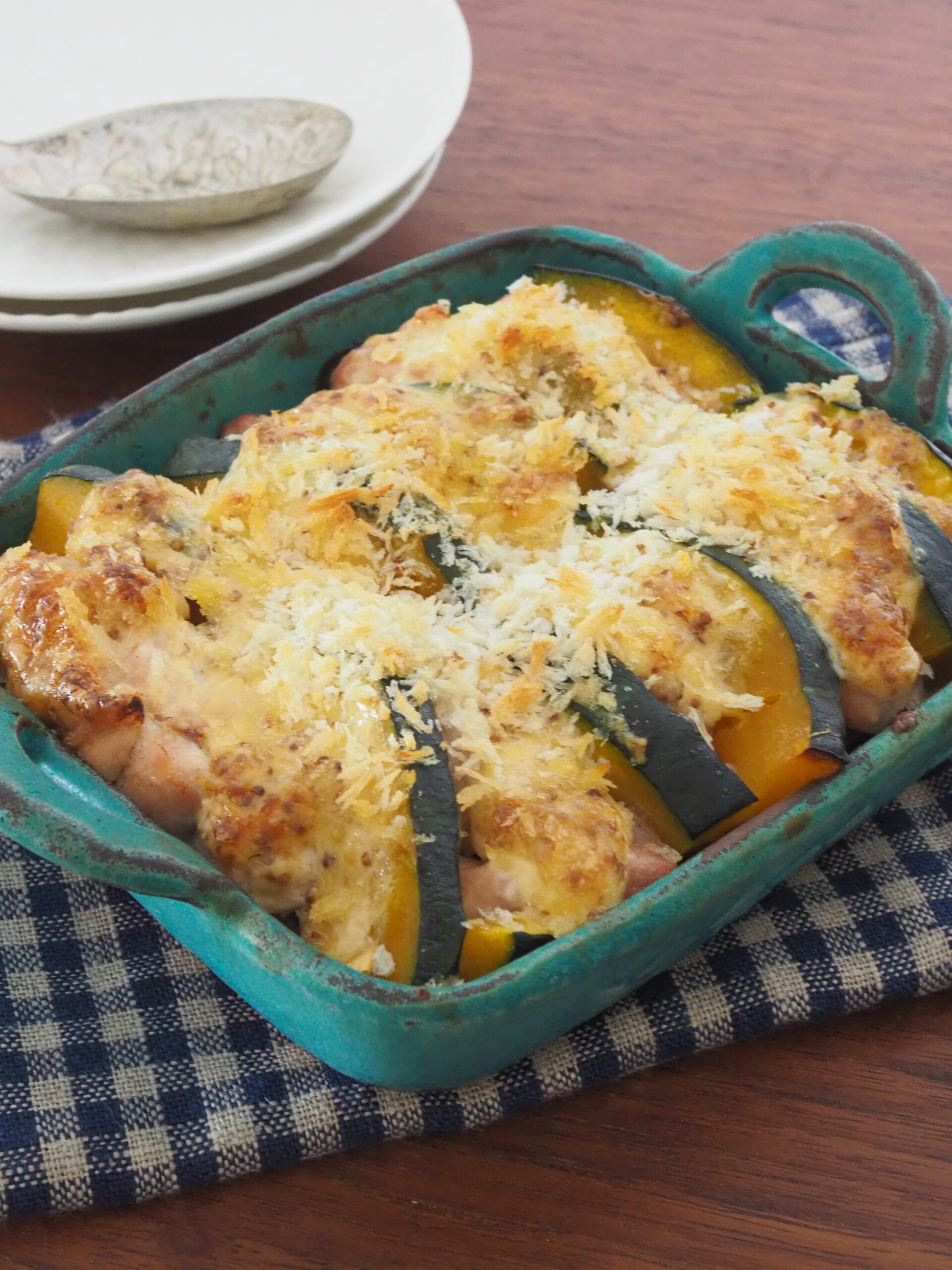 鶏肉とかぼちゃのパン粉焼き