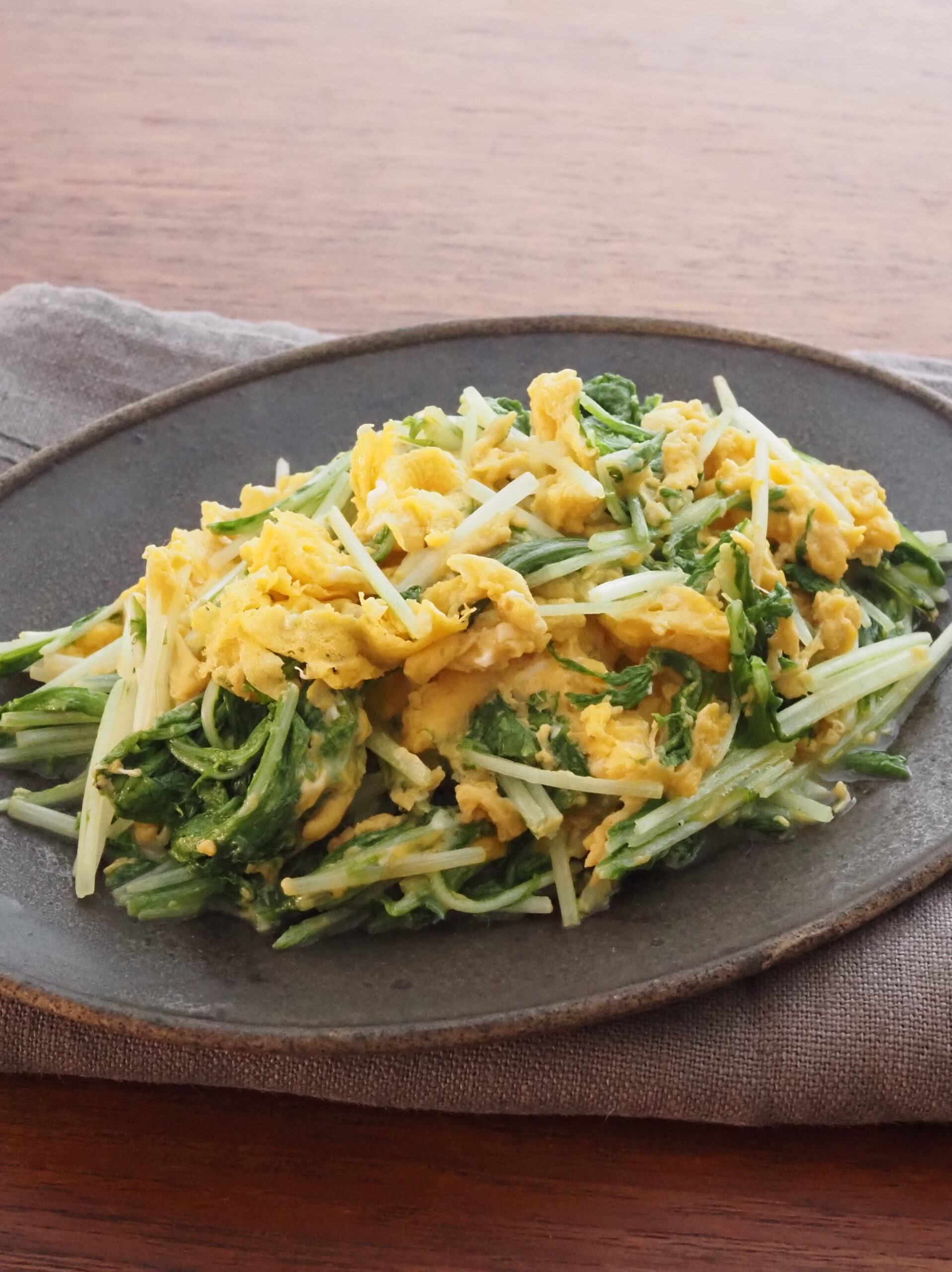 ふんわり卵の水菜炒め