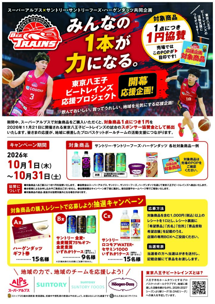 東京八王子ビートレインズ応援プロジェクト 開幕応援企画！