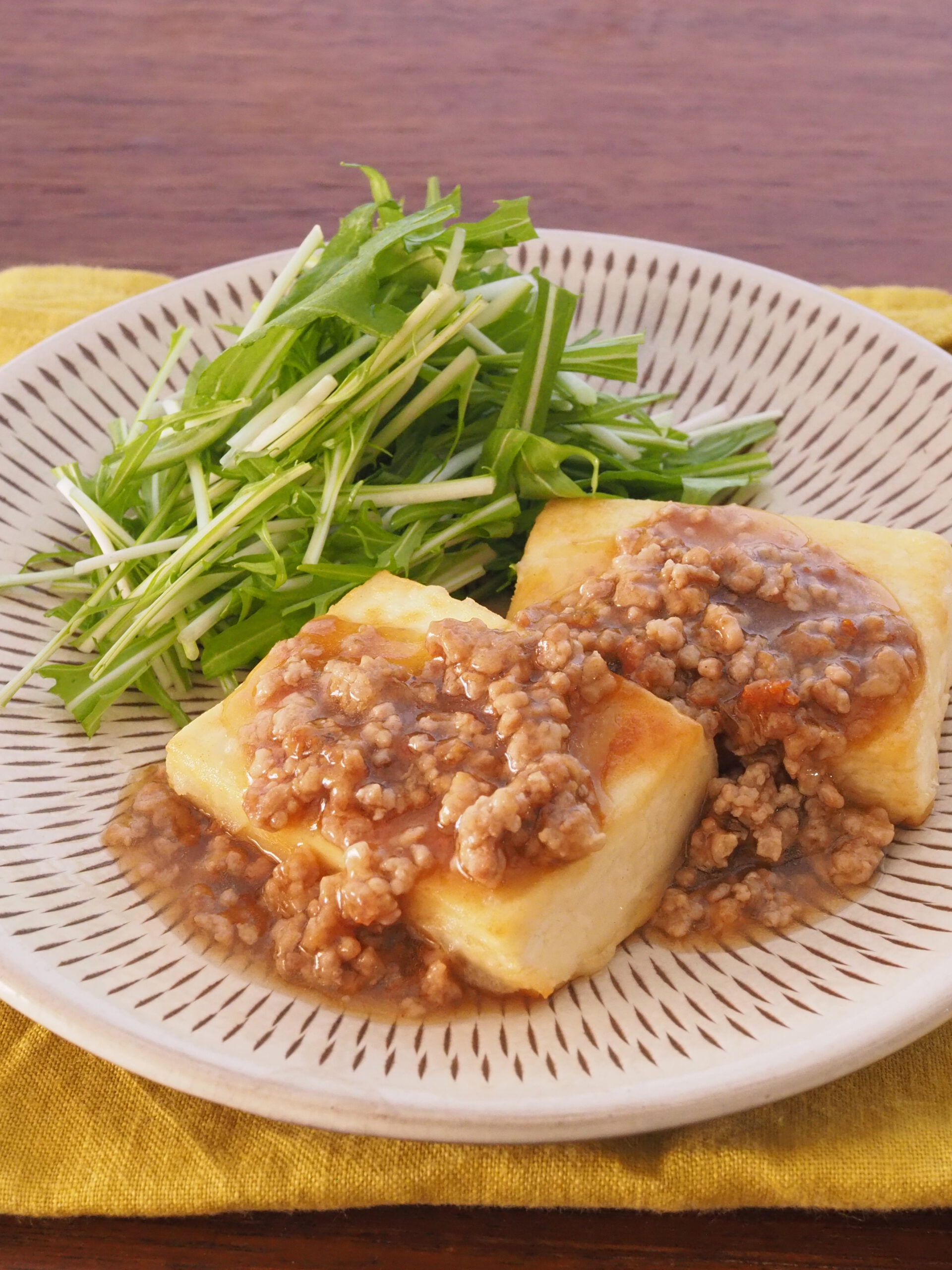 豆腐ステーキひき肉あんかけ