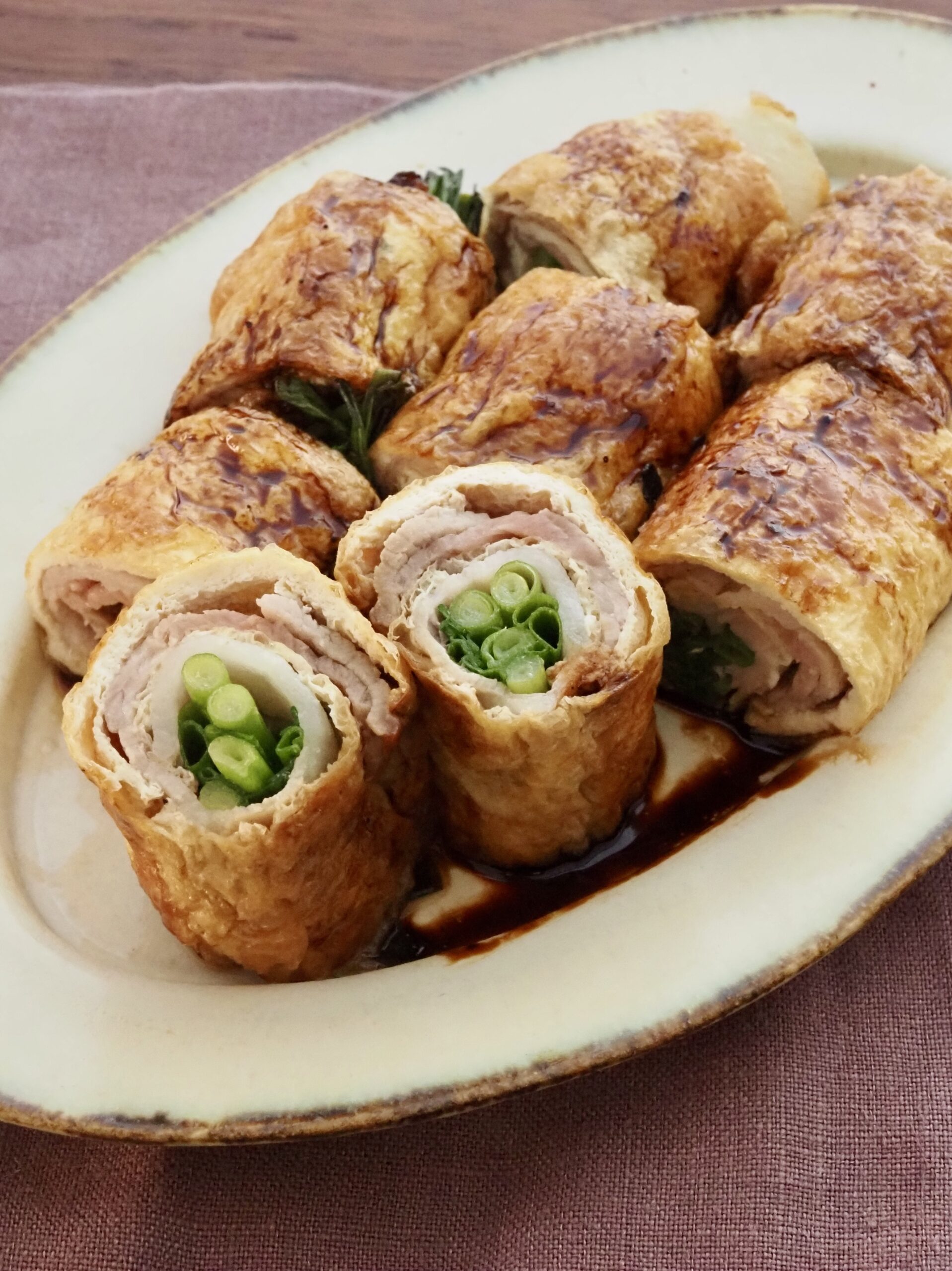 油揚げの肉ねぎ巻き