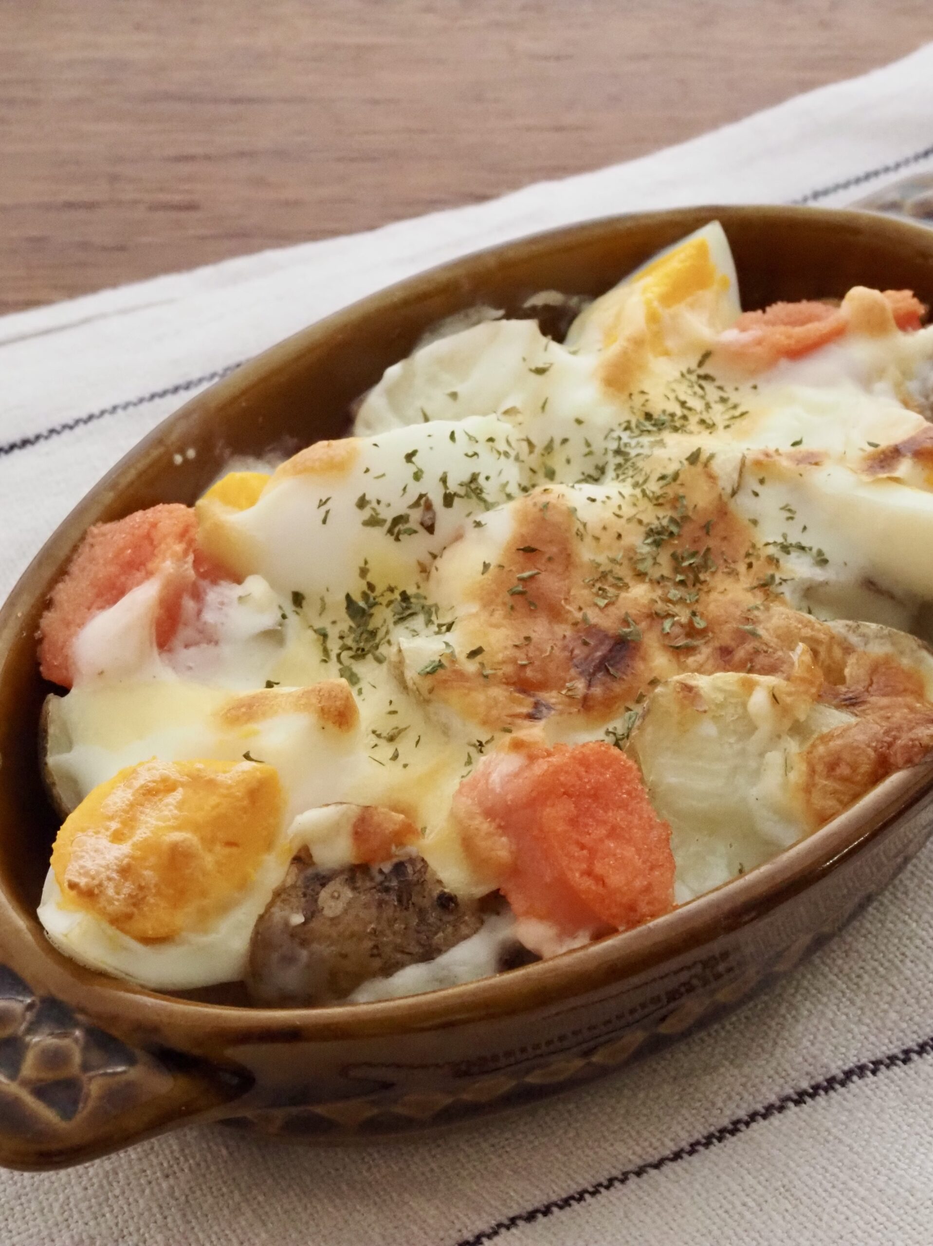 新じゃがと明太子のグラタン