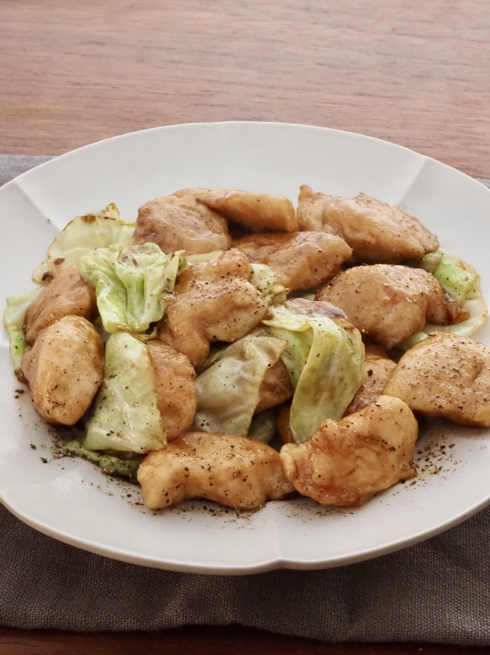 春キャベツとささみのバタポン炒め