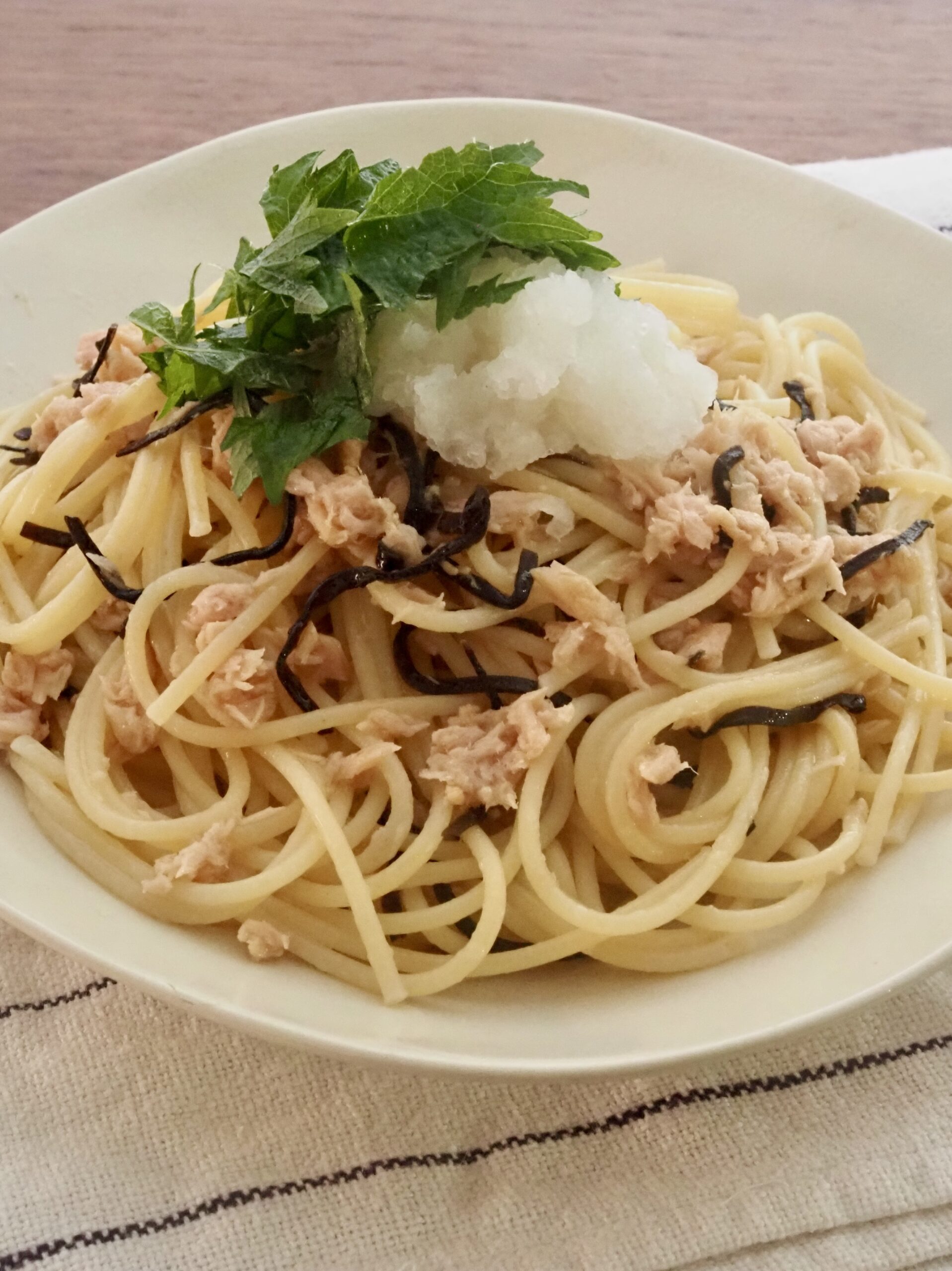 ツナと塩昆布のおろしパスタ