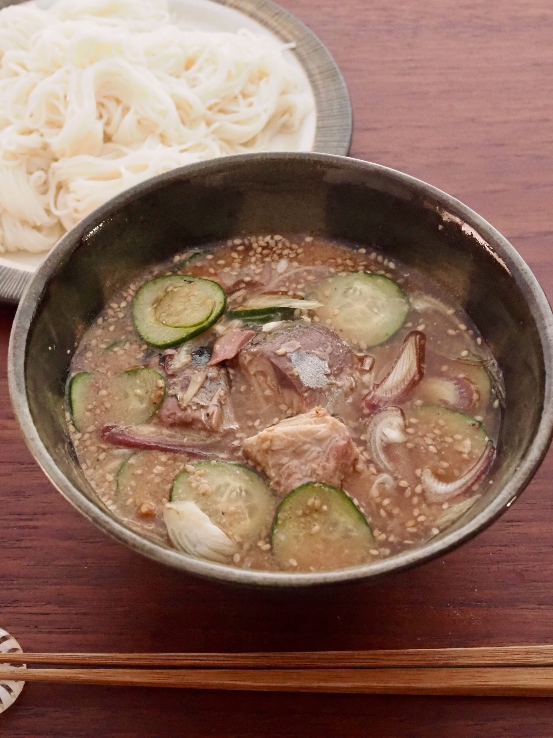 さば缶の冷や汁そうめん