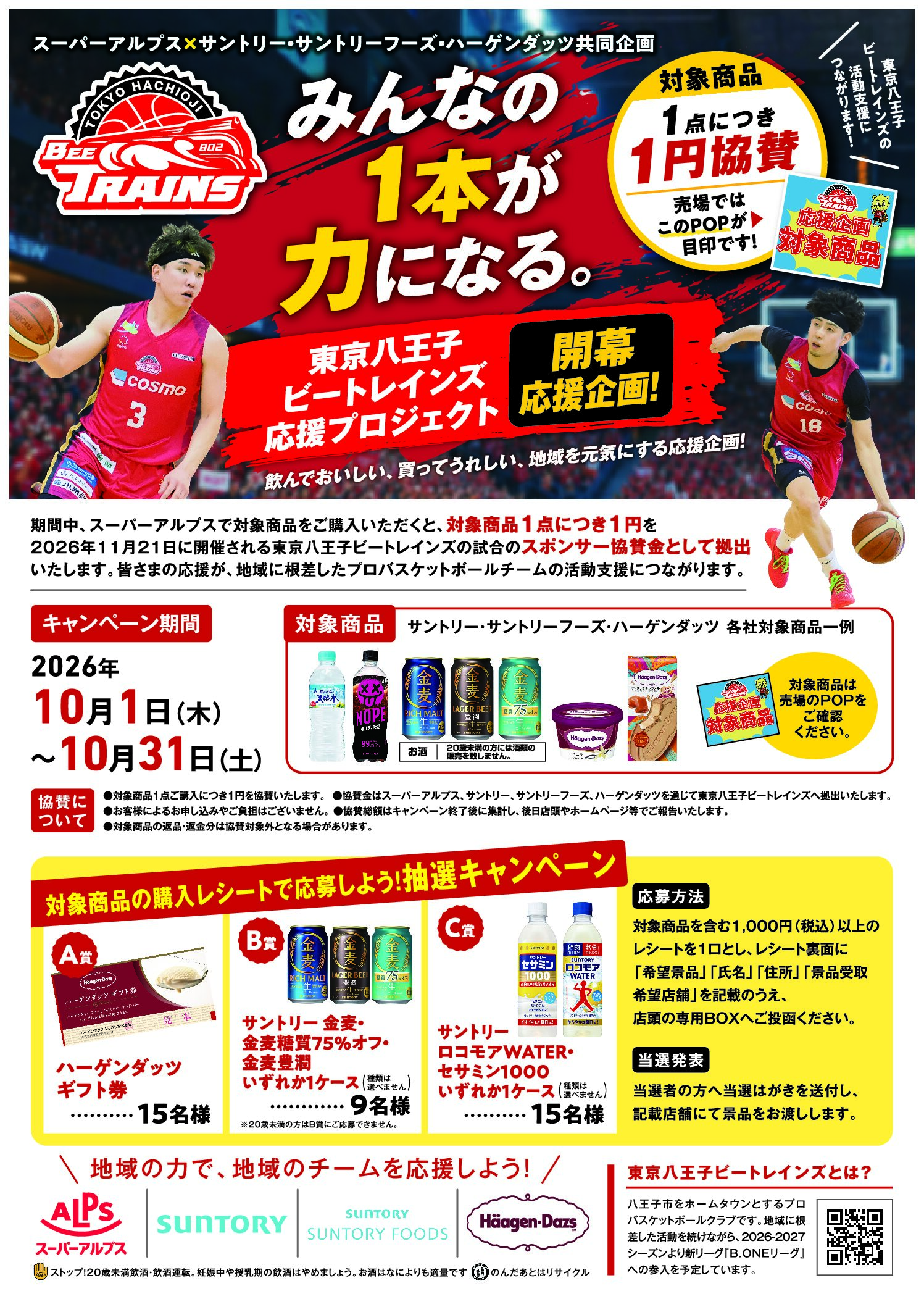 東京八王子ビートレインズ応援プロジェクト 開幕応援企画！